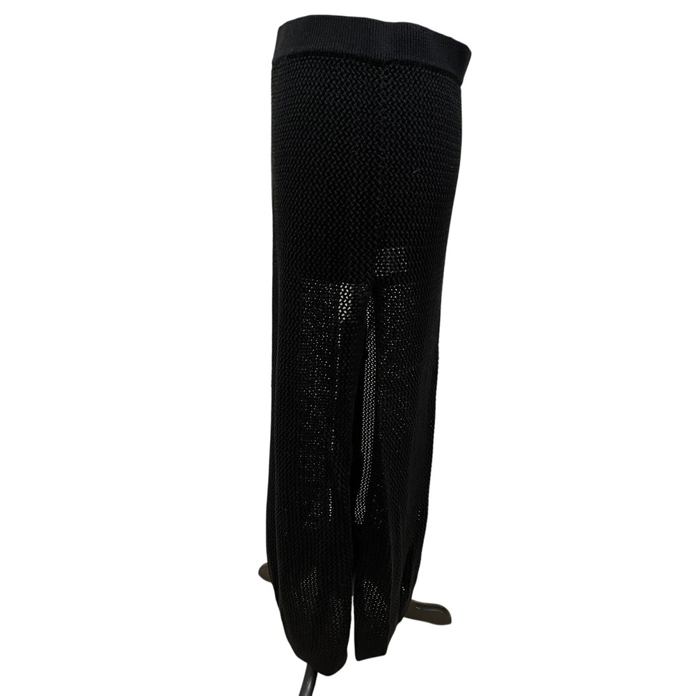 O'Neill Black Open Knit Maxi Skirt XL Cotton Blend Side‎ Slit Beach Cover Up - Picture 3 of 7